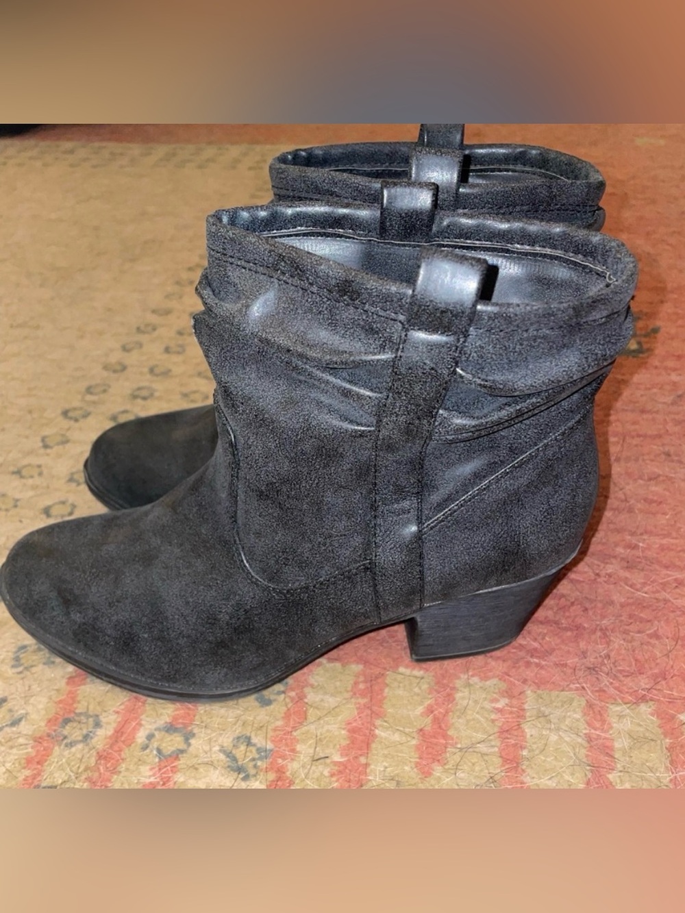 Women's K9 Rocket Dog Distressed 90's Style Ankle Slouch Slip-On Heeled Boots, 9